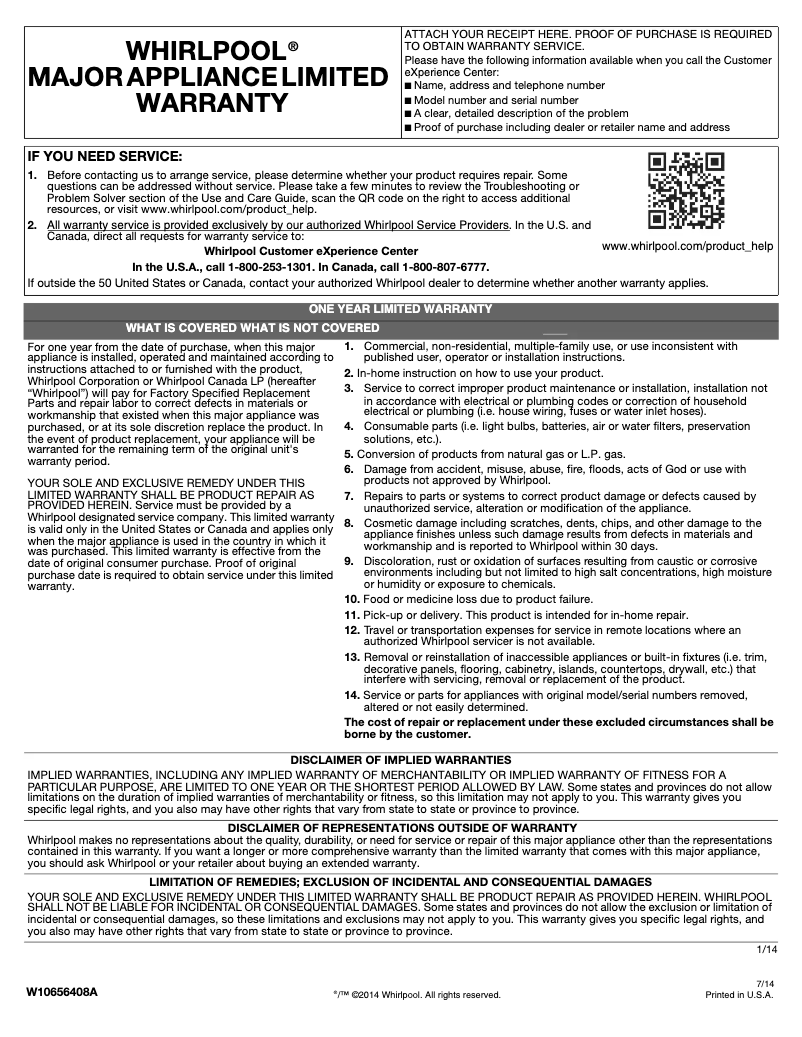 Page 1 de la notice Mode d'emploi Amana ADB1700AD