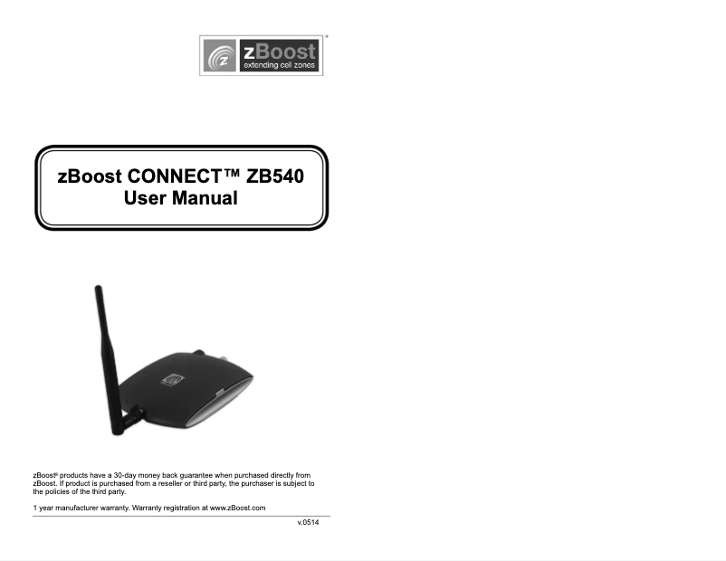 Image de la première page du manuel de l'appareil Connect ZB540