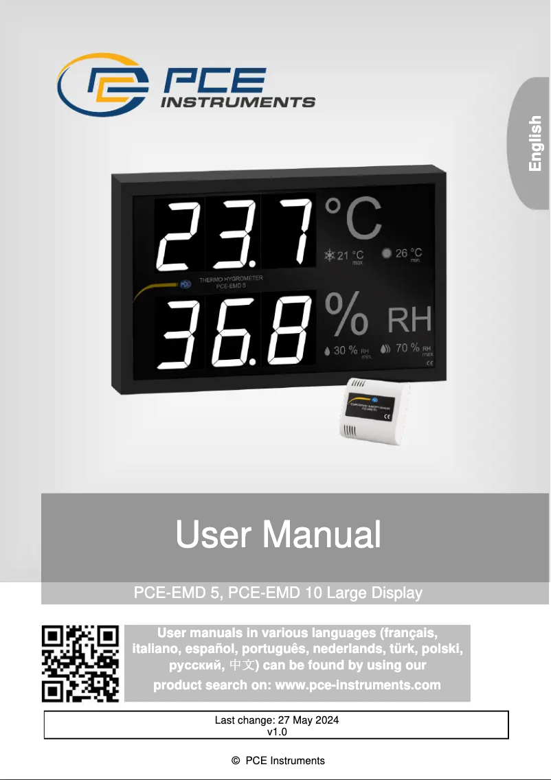 Image de la première page du manuel de l'appareil PCE-EMD 10