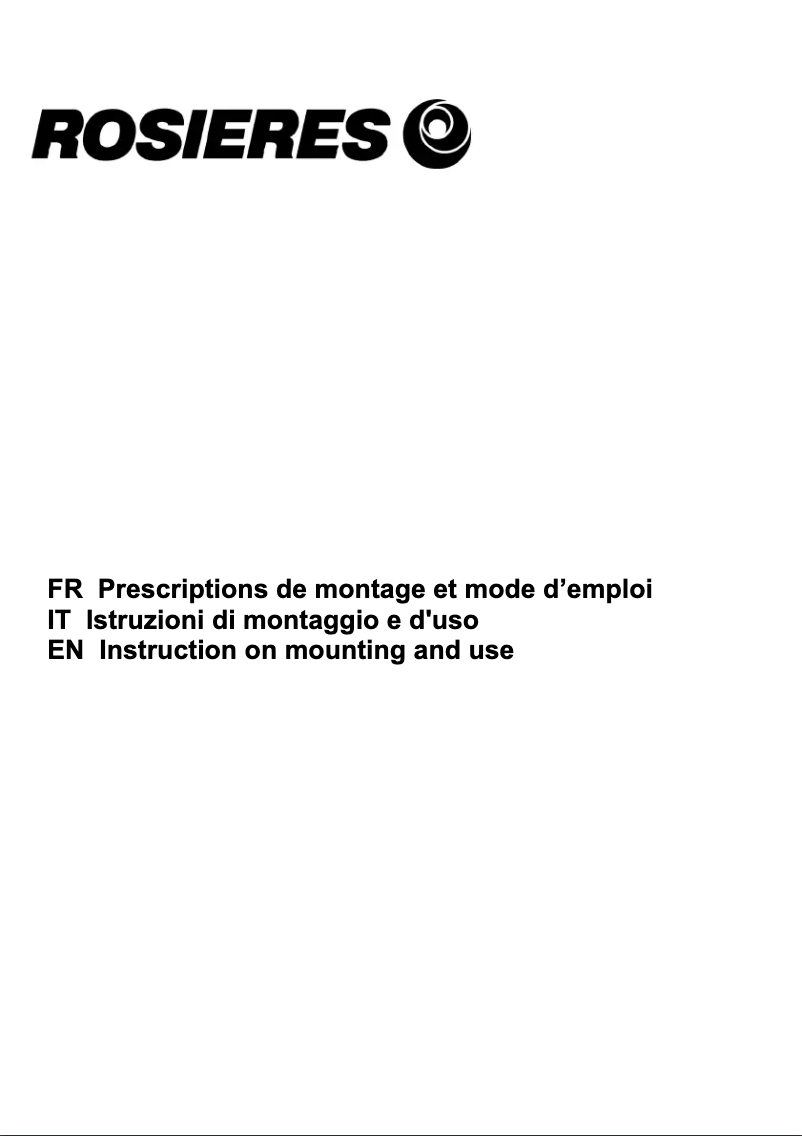 Page 1 de la notice Mode d'emploi Rosieres RDTI 6500 IN