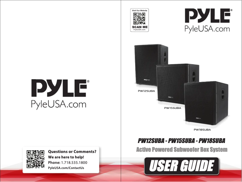 First page image of the manual for PW18SUBA