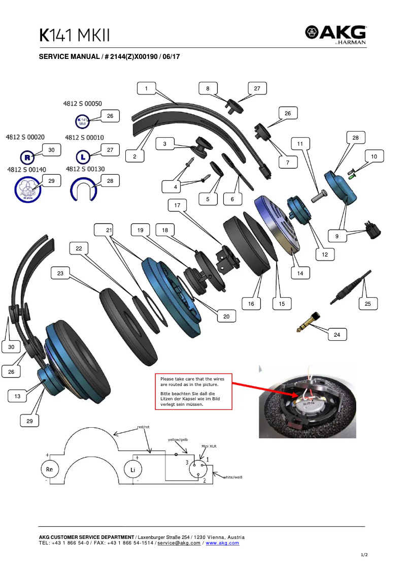 Page 1 de la notice Manuel utilisateur AKG K141 MKII