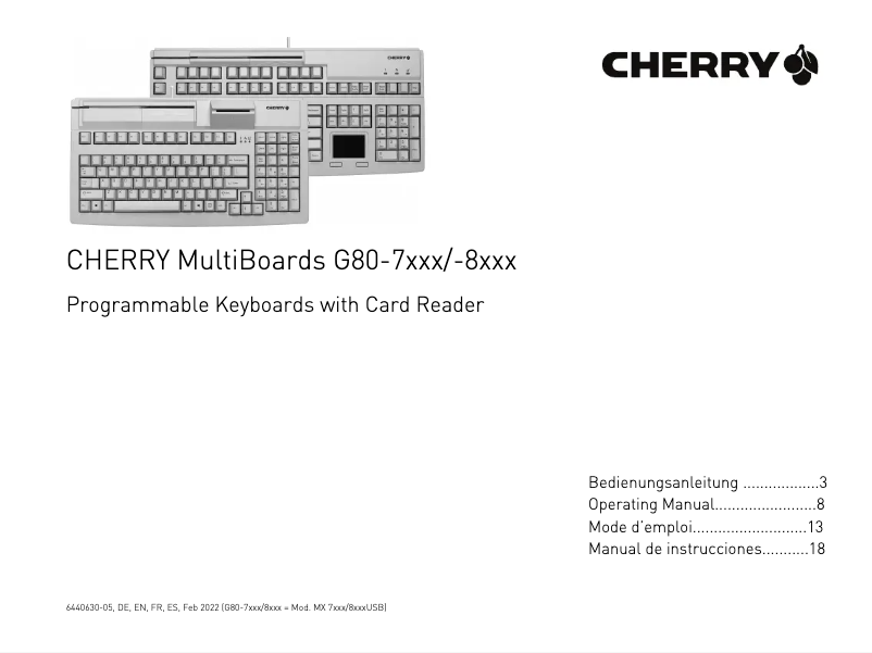 Page 1 de la notice Manuel utilisateur Cherry MultiBoard MX V2 G80-8000