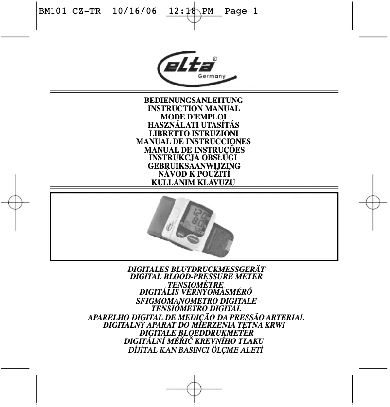 Page 1 de la notice Manuel utilisateur Elta BM101