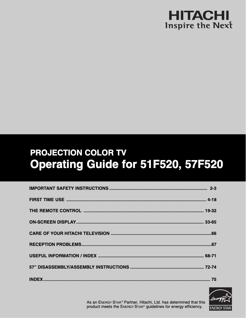 Page n°1 - Manuel utilisateur Hitachi 57F520