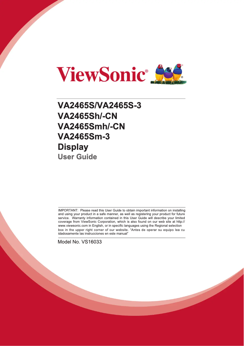 Page 1 de la notice Manuel utilisateur Viewsonic VA2465Sh-CN