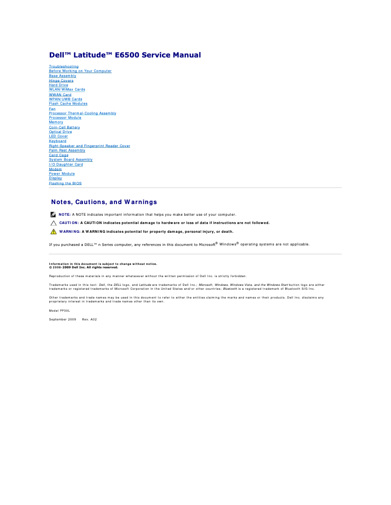 Page n°1 - Manuel utilisateur Dell Latitude E6500