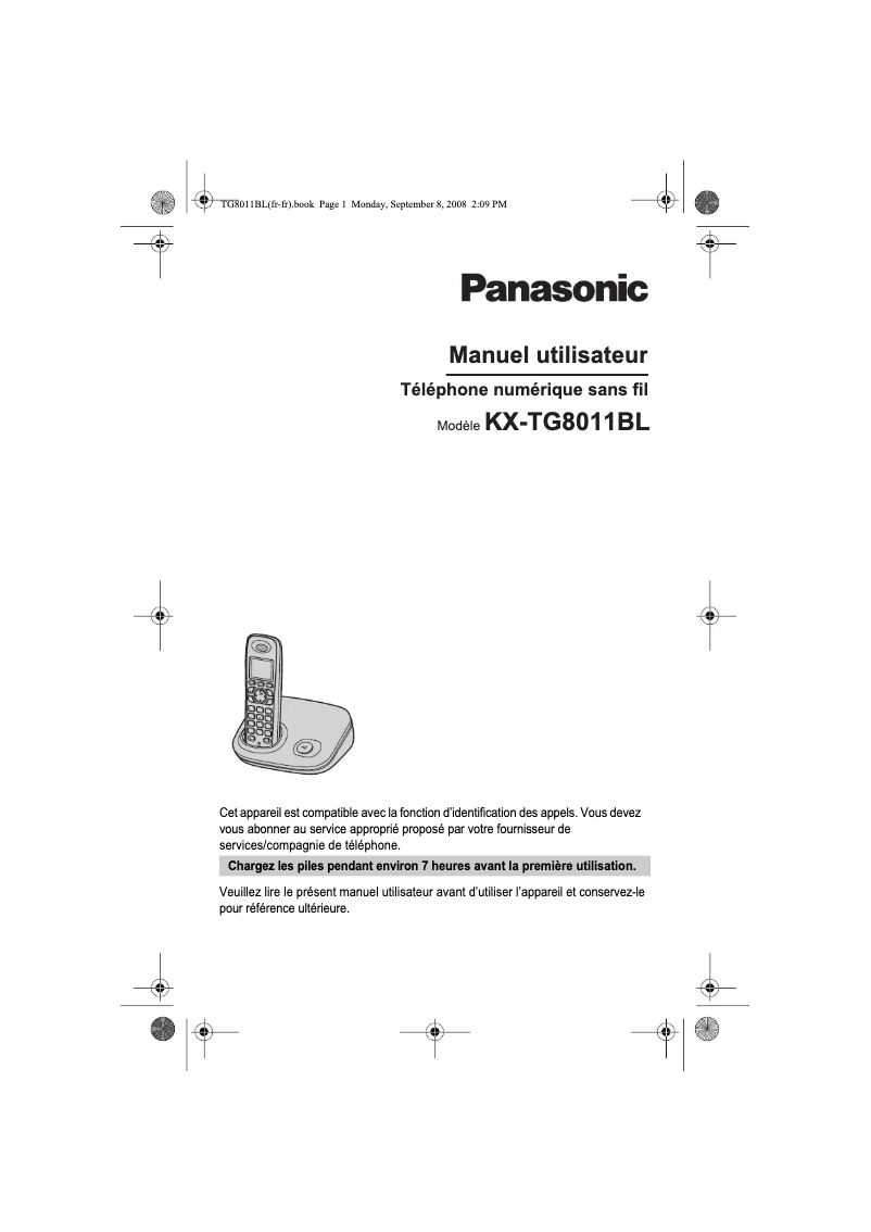 Page n°1 - Manuel utilisateur Panasonic KX-TG8011BL