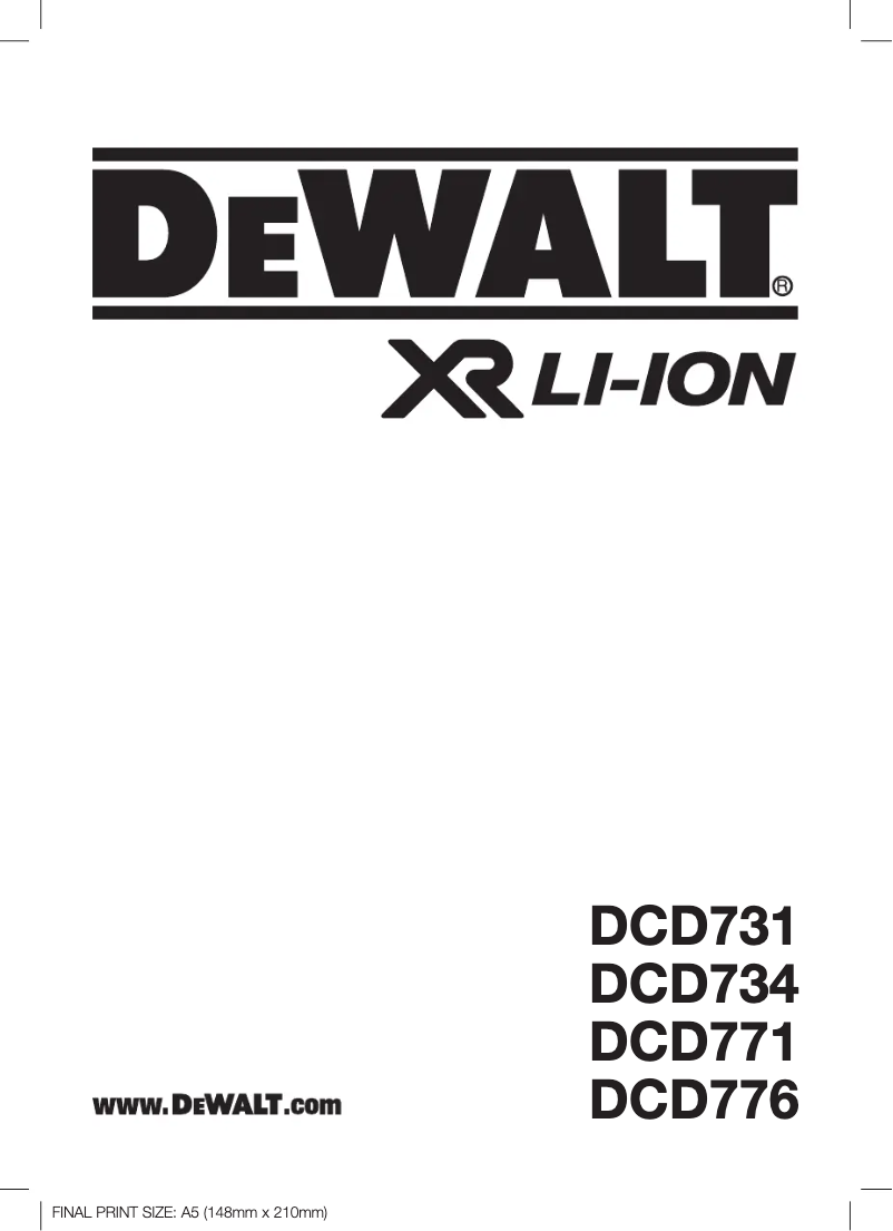 Page 1 de la notice Manuel utilisateur DeWalt DCD771