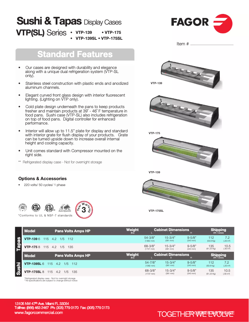 Page n°1 - Manuel utilisateur Fagor VTP-175