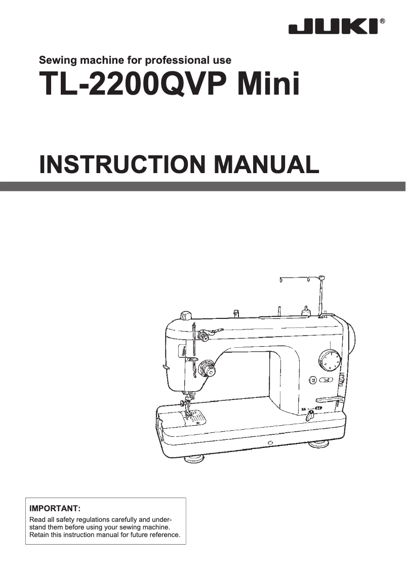 Page n°1 - Manuel utilisateur Juki TL-2200QVP Mini