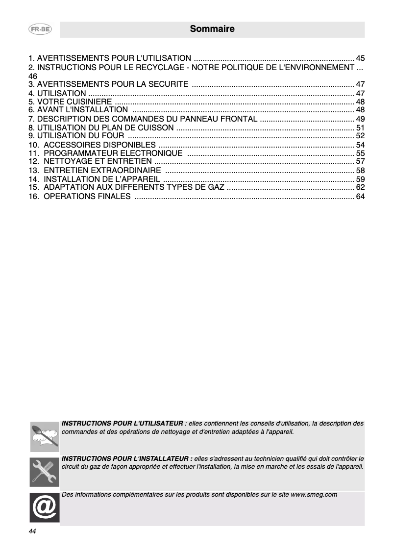 Page n°1 - Manuel utilisateur Smeg C92GMX