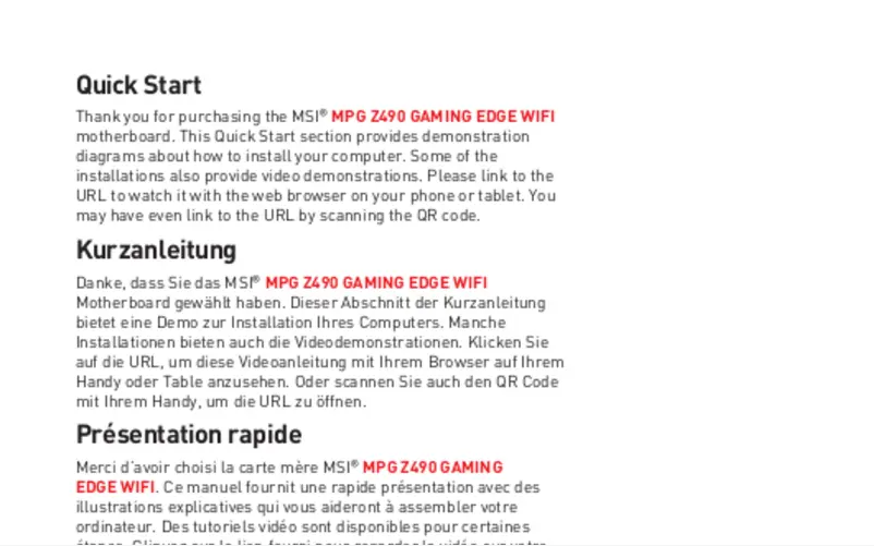 Page n°1 - Manuel utilisateur MSI MPG Z490 Gaming Edge