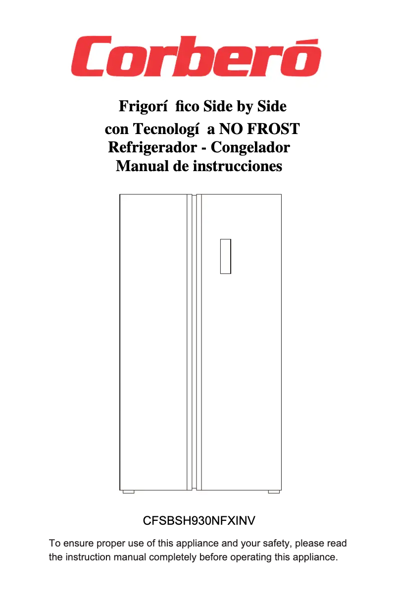 Page 1 de la notice Manuel utilisateur Corbero CFSBSH930NFXINV