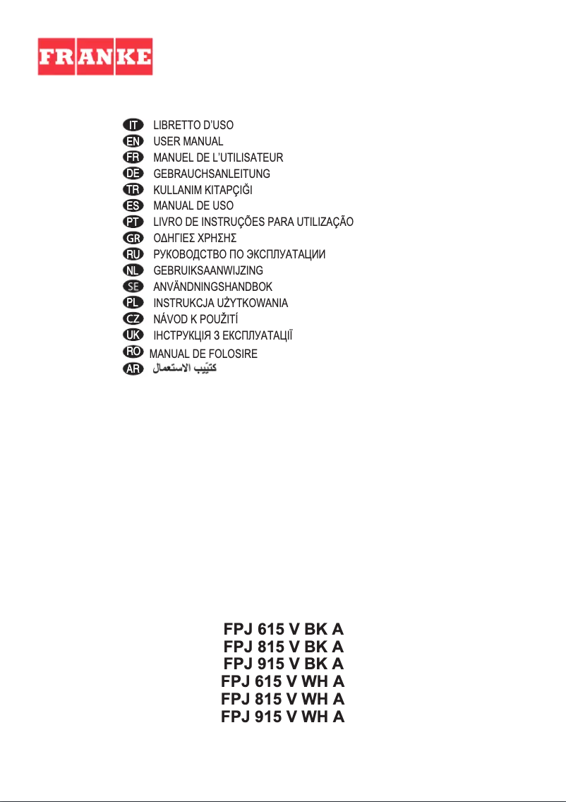 Page n°1 - Manuel utilisateur Franke FPJ 915 V WH A