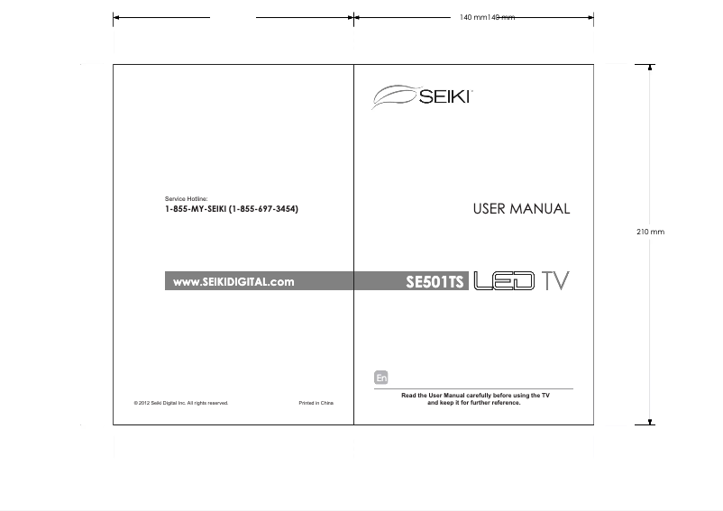 Page 1 de la notice Manuel utilisateur Seiki SE501TS
