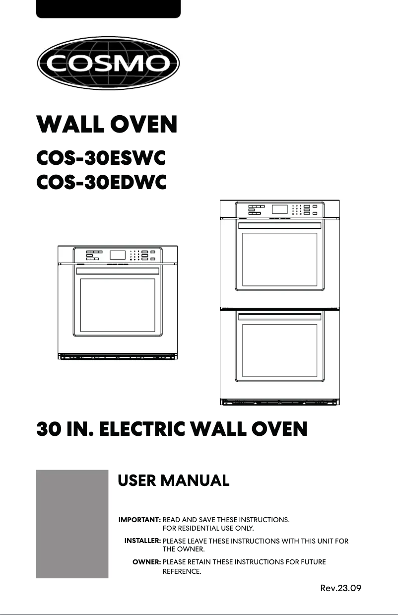 Image de la première page du manuel de l'appareil COS-30EDWC
