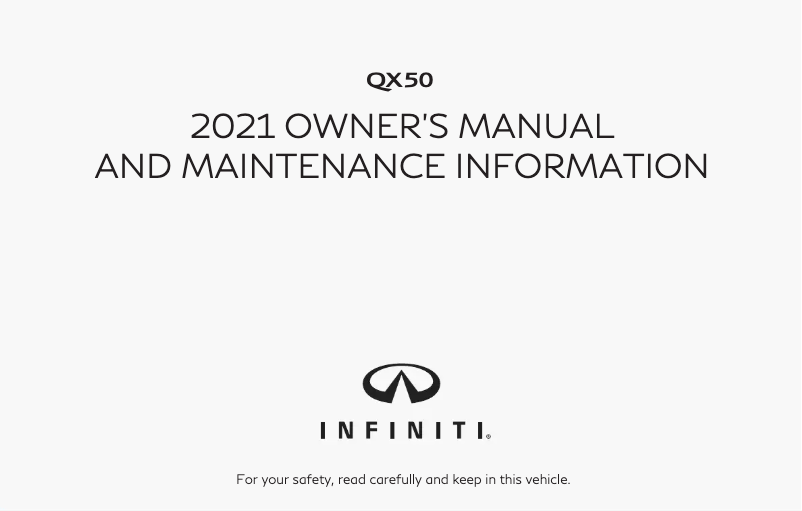Image de la première page du manuel de l'appareil QX50 (2021)