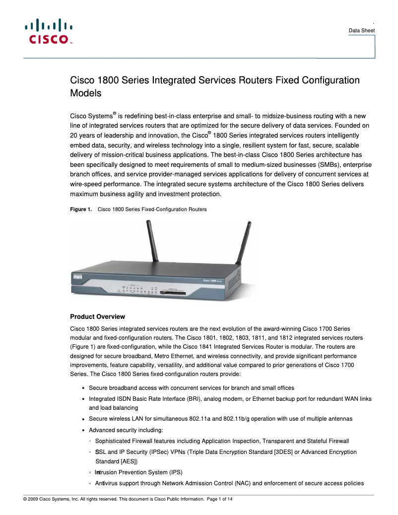 Page 1 de la notice Manuel utilisateur Cisco 1812