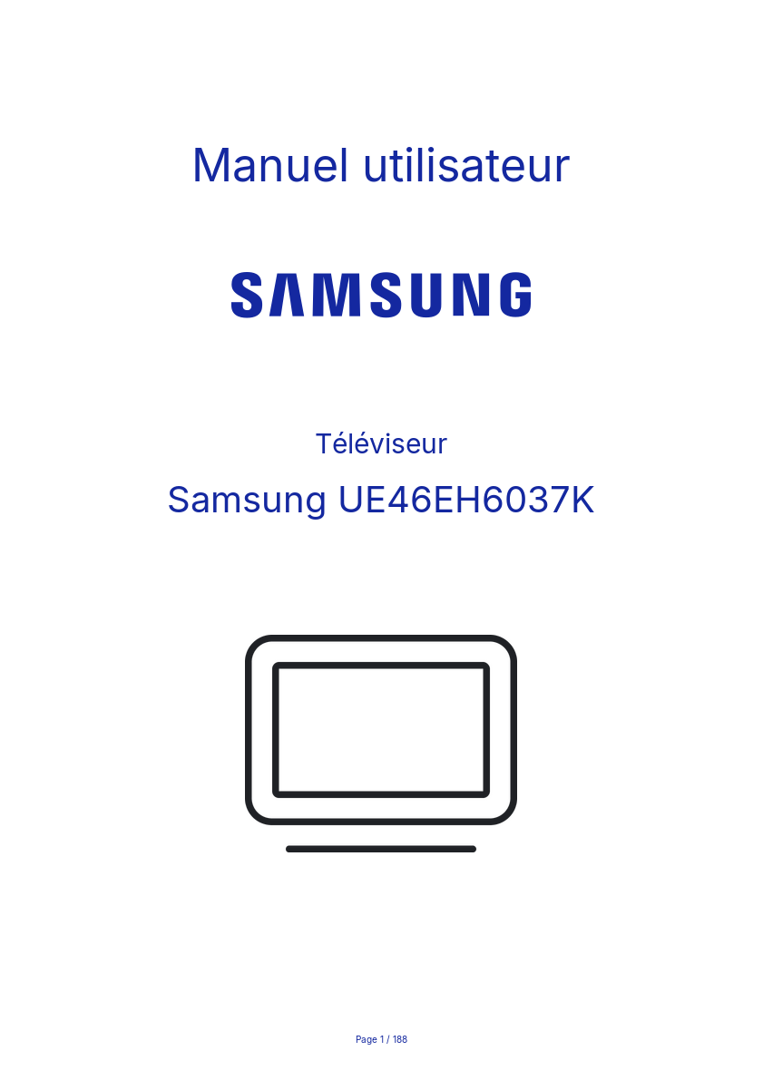 Page 1 de la notice Manuel utilisateur Samsung UE46EH6037K