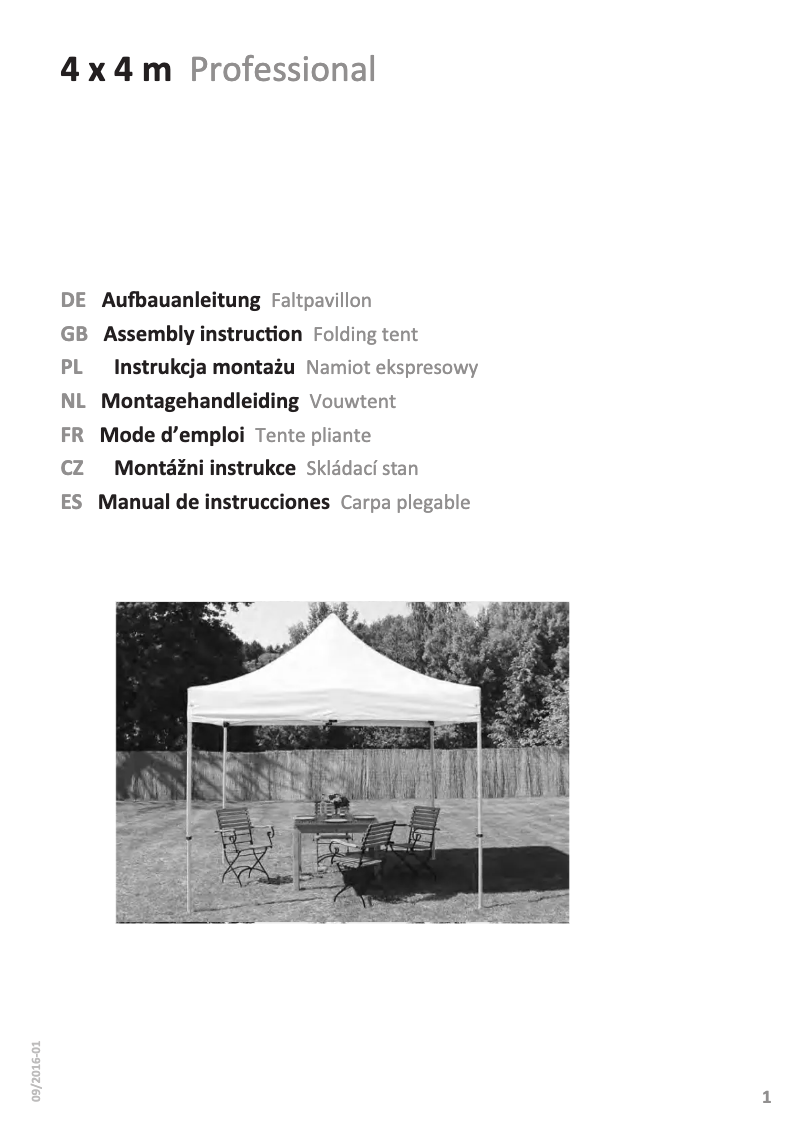 Page n°1 - Manuel utilisateur Profizelt24 4 x 4 m Professional