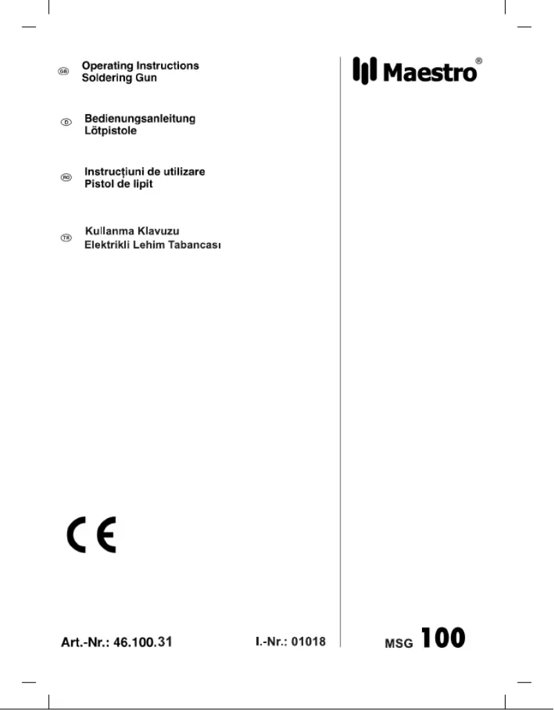 Página 1 del manual Manual de usuario Maestro MSG 100