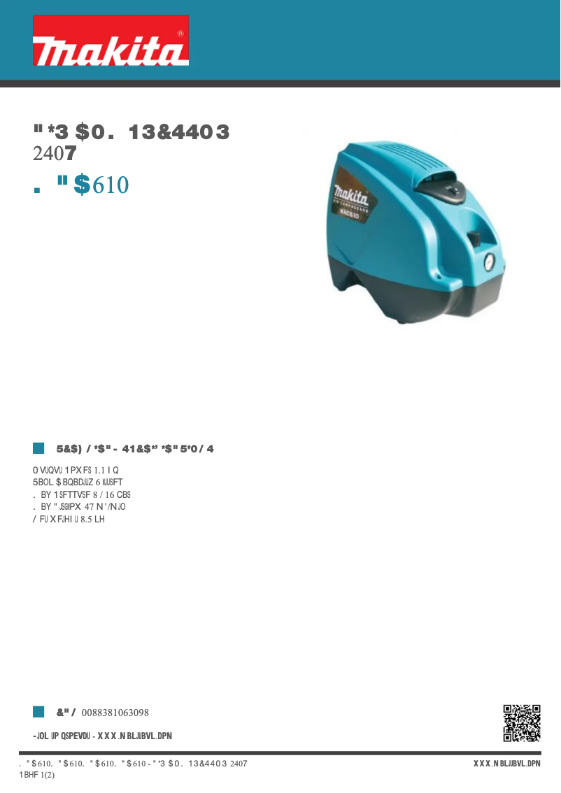 Page 1 de la notice Fiche technique Makita MAC610