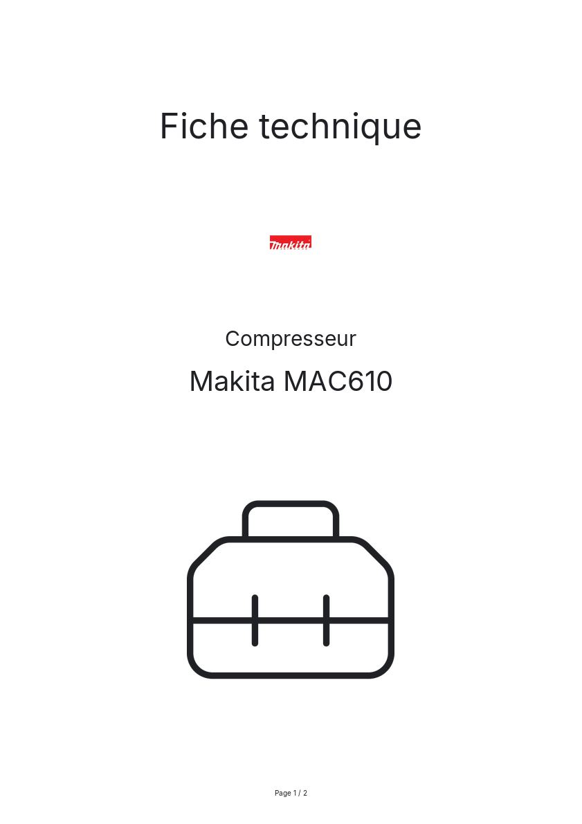 Page n°1 - Fiche technique Makita MAC610