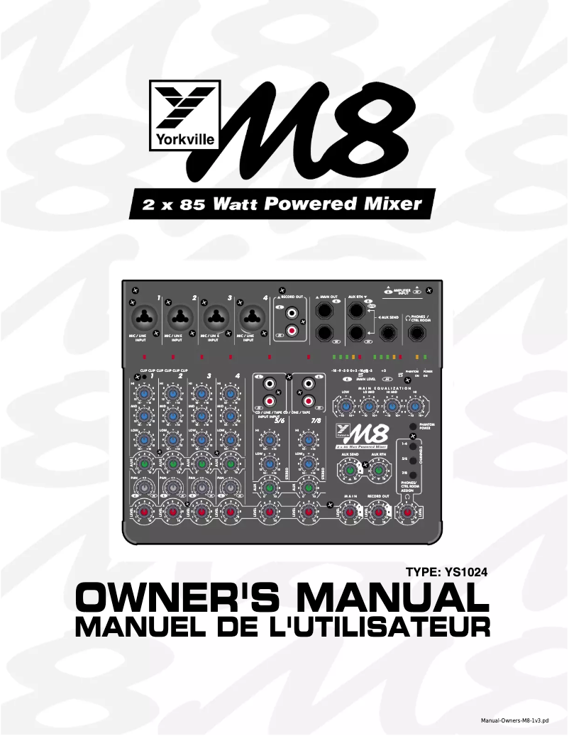 Page 1 de la notice Manuel utilisateur Yorkville M8