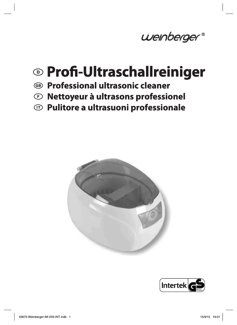 Page n°1 - Manuel utilisateur Weinberger SU-739