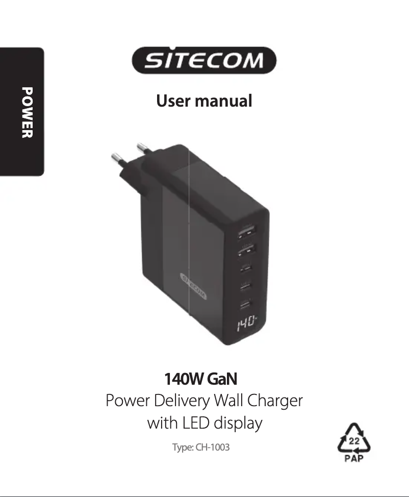 Page 1 de la notice Manuel utilisateur Sitecom CH-1003