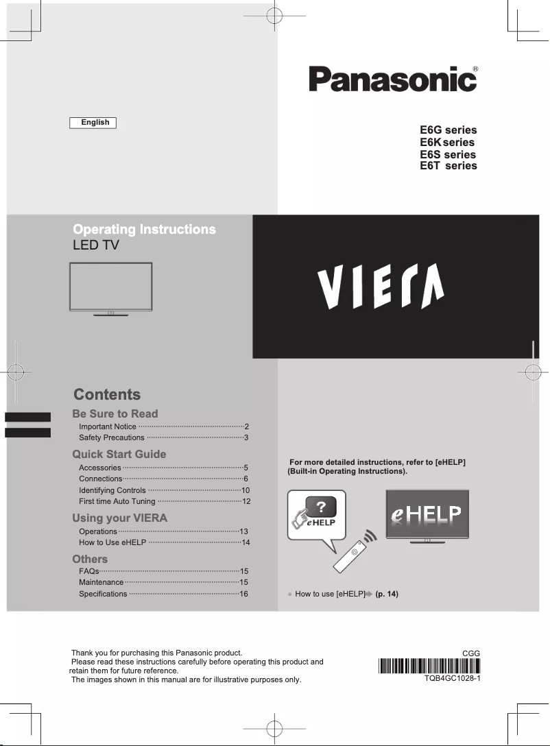 Page 1 de la notice Manuel utilisateur Panasonic Viera TH-L42E6M