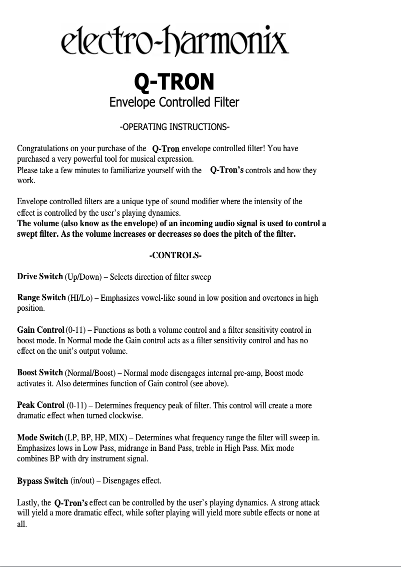 Image de la première page du manuel de l'appareil Q-Tron