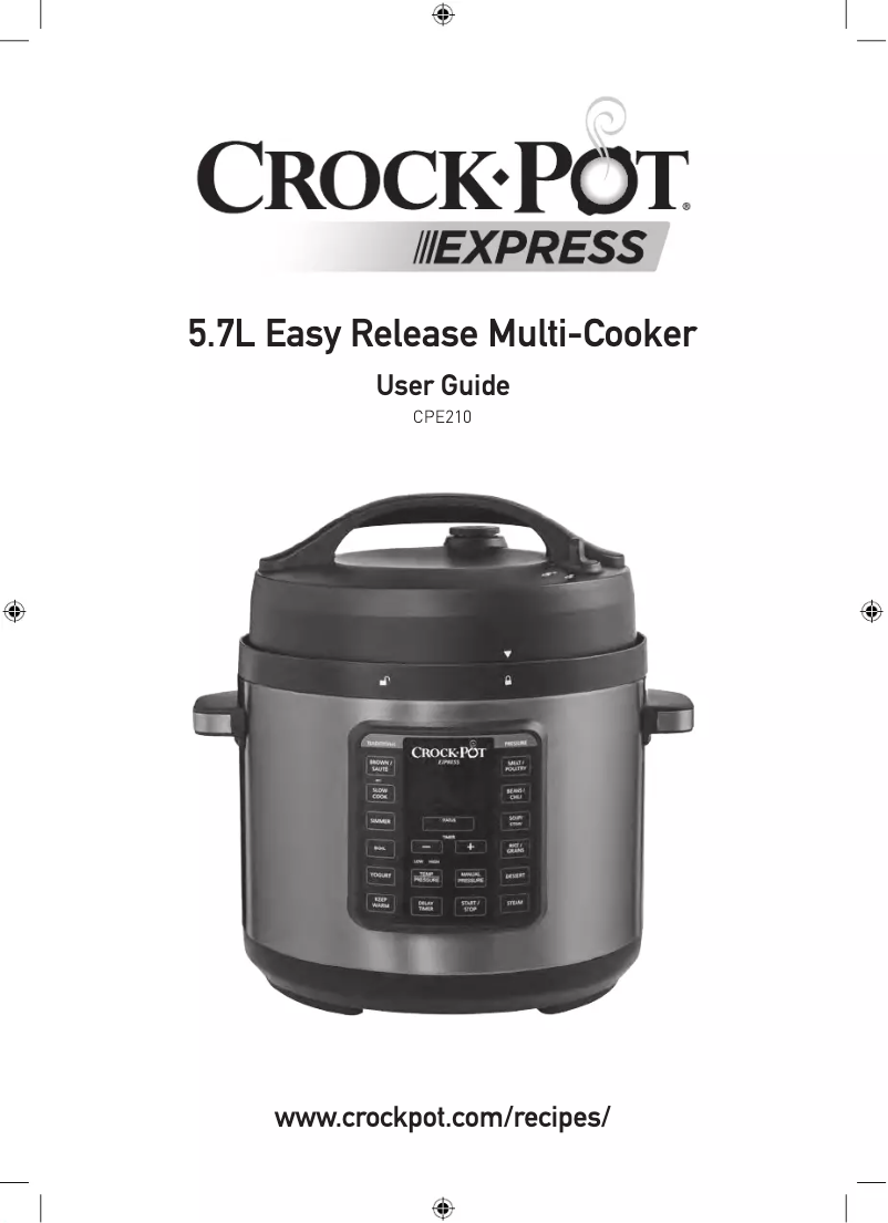 Page 1 de la notice Manuel utilisateur Crock-Pot Express Easy Release CPE210