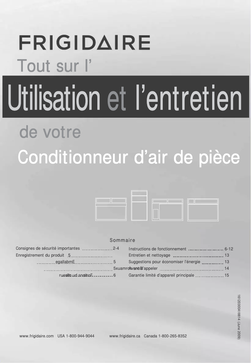 Page 1 de la notice Manuel utilisateur Frigidaire FFRA082WAE