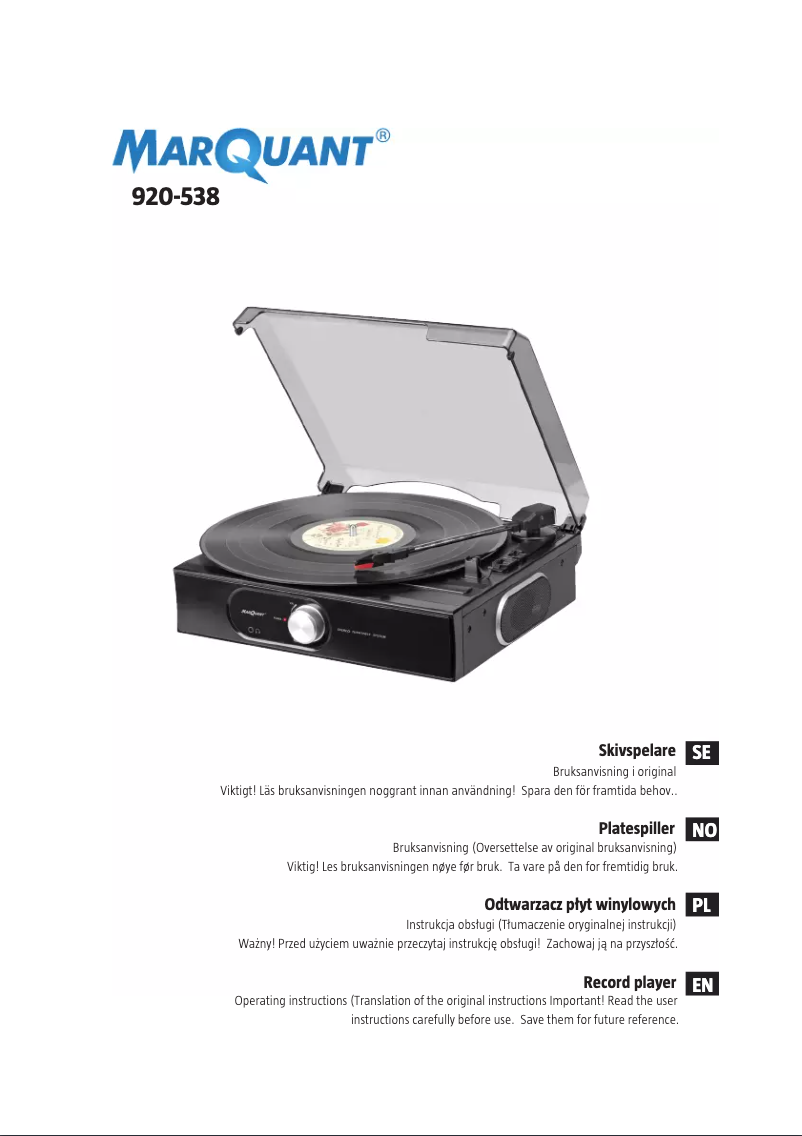 Page n°1 - Manuel utilisateur Marquant 920-538