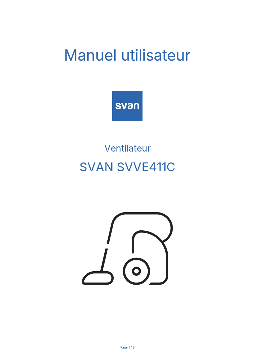 Page n°1 - Manuel utilisateur SVAN SVVE411C