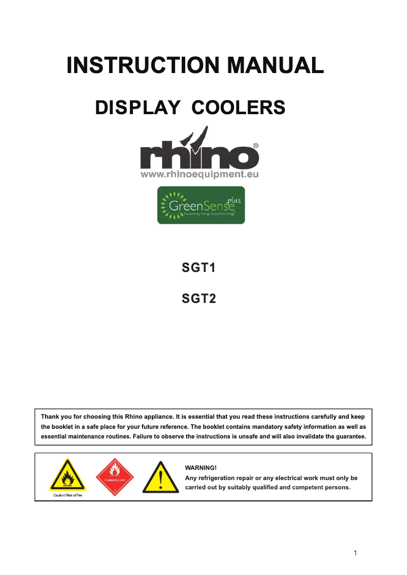 Page n°1 - Manuel utilisateur Rhino SGT1L-SS