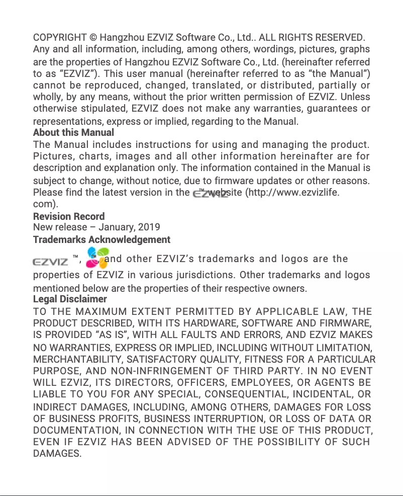 Page n°1 - Manuel utilisateur EZVIZ C2C Pro