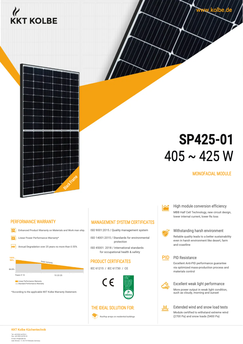 Image de la première page du manuel de l'appareil SP425-01