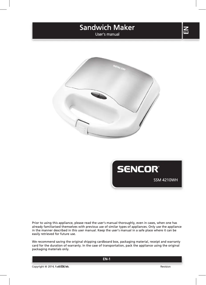 Page 1 de la notice Manuel utilisateur Sencor SSM 4200SS