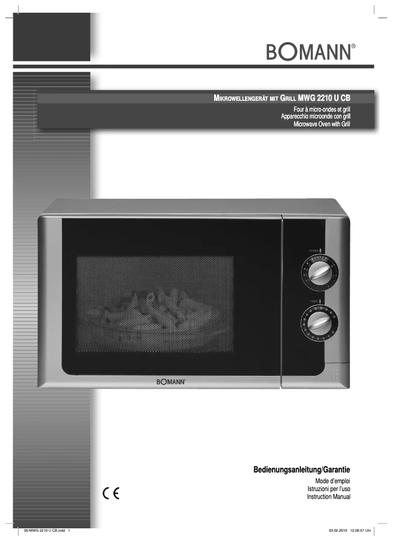 Page 1 de la notice Manuel utilisateur Bomann MWG 2210 U CB