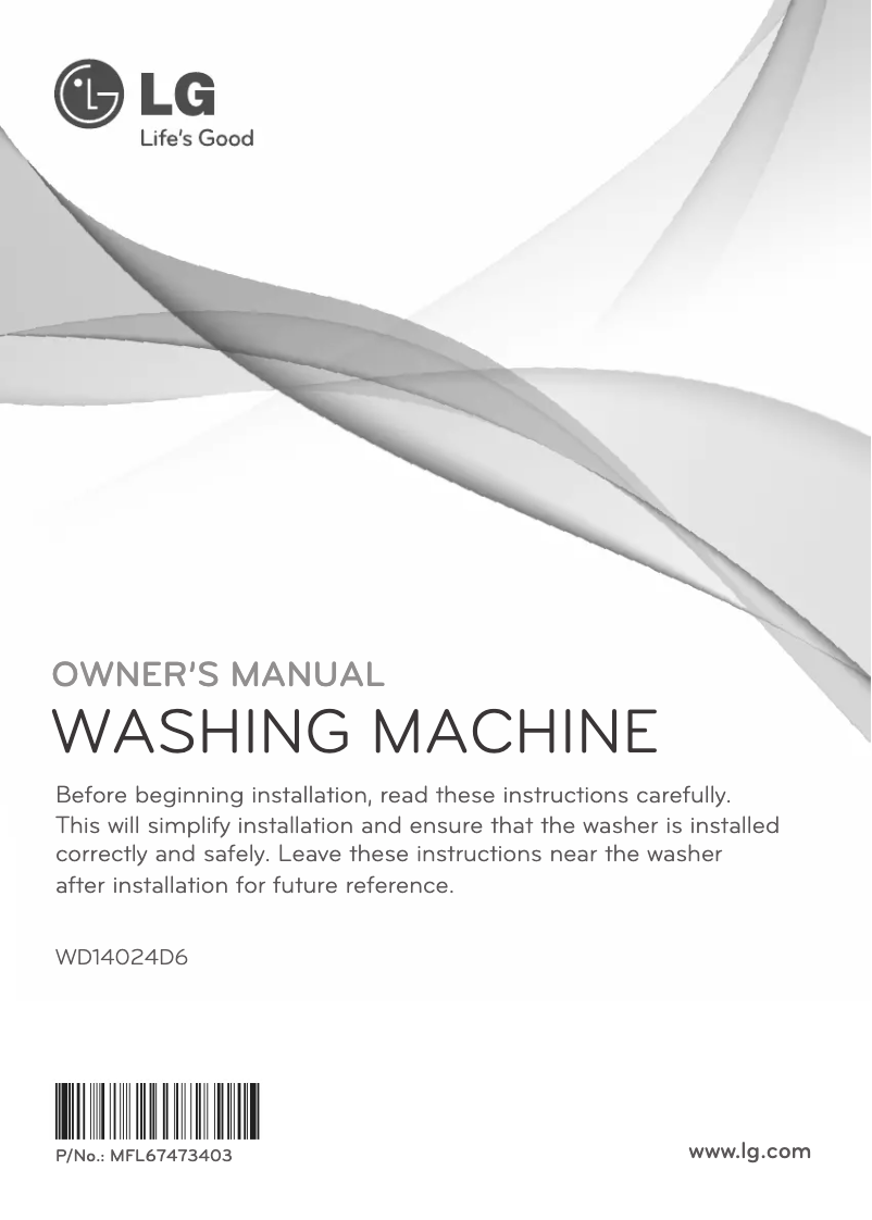 Page n°1 - Manuel utilisateur LG WD14024D6