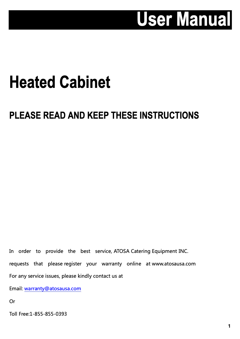 Page 1 de la notice Manuel utilisateur Atosa ATHC-18P