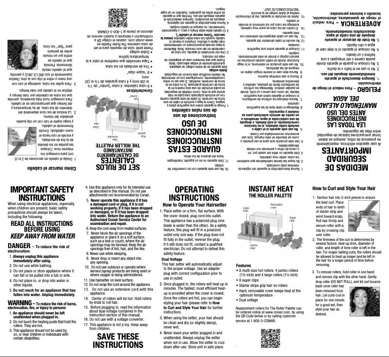 Page 1 de la notice Manuel utilisateur Conair HS79