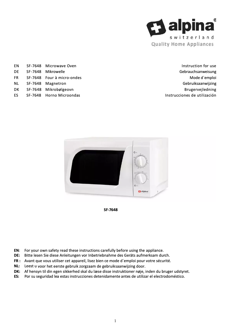 Page n°1 - Manuel utilisateur Alpina SF-7648