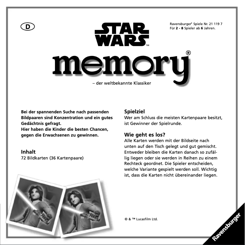 Page n°1 - Manuel utilisateur Ravensburger Memory Star Wars Rebels