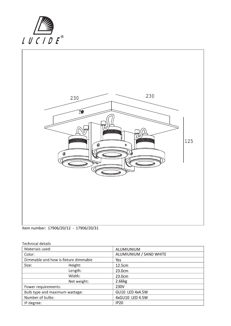 Page n°1 - Manuel utilisateur Lucide Landa 17906/20/31