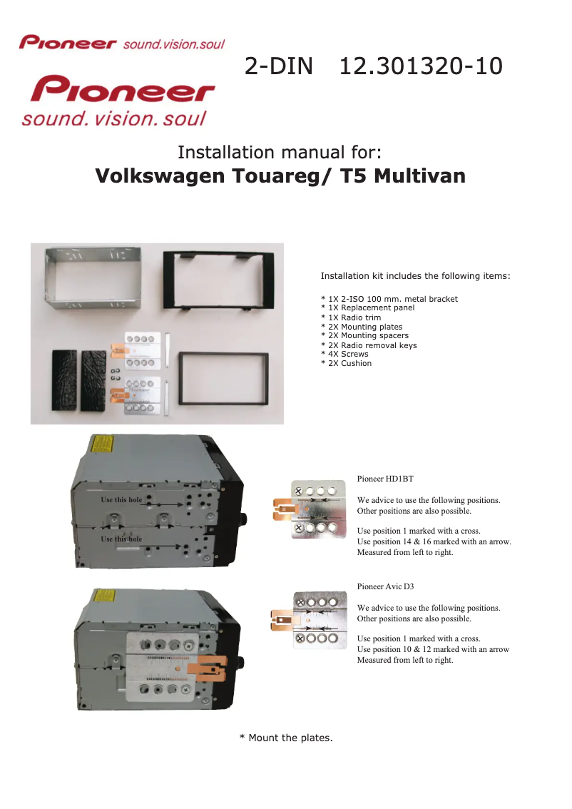 Page n°1 - Manuel utilisateur Pioneer 12.301320-10