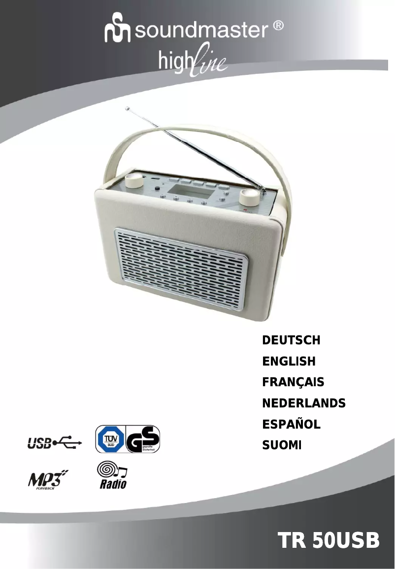 Page n°1 - Manuel utilisateur Soundmaster TR 50USB